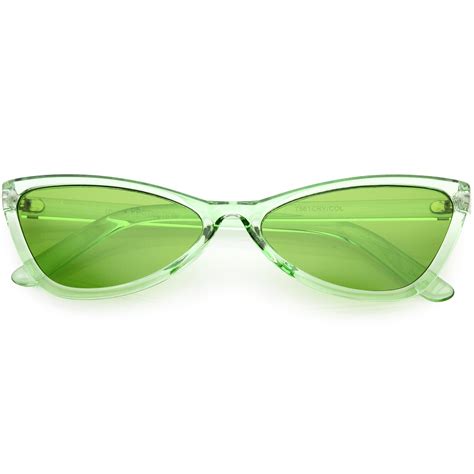 aj morgan metal cat eye sunglasses with green tinted lens